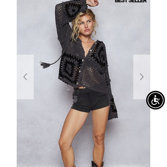 POL “ Jahnna  “ POL Hand Open Knit Hoodie Sweater 79 - Picture 4 of 5